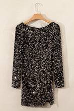 Load image into Gallery viewer, Chestnut Sequin Crew Neck Long Sleeve Bodycon Dress. (SPI)