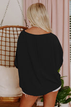 Load image into Gallery viewer, Women Black Smocked Wrist Shift Top. (SPI)