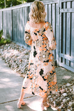 Load image into Gallery viewer, Tie Waist Puff Sleeve Bold Floral Maxi Dress. (SPI)