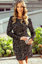 Load image into Gallery viewer, Chestnut Sequin Crew Neck Long Sleeve Bodycon Dress. (SPI)