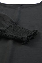 Load image into Gallery viewer, Women Black Smocked Wrist Shift Top. (SPI)