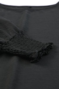 Women Black Smocked Wrist Shift Top. (SPI)