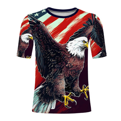 Eagle and American Flag Print Men T-shirts