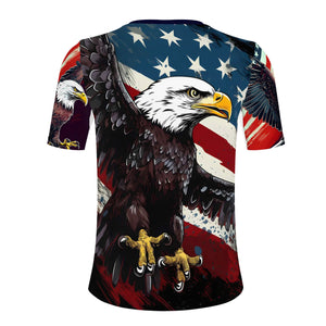 Eagle and American Flag Print Men T-shirts