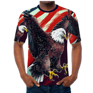 Eagle and American Flag Print Men T-shirts