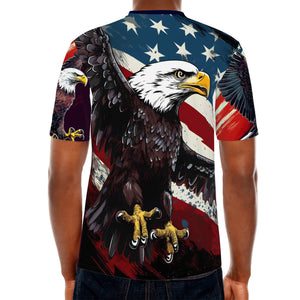 Eagle and American Flag Print Men T-shirts