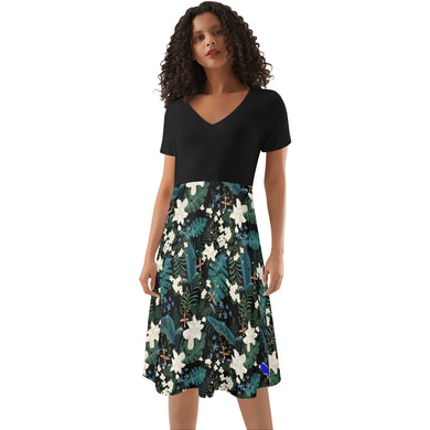 Womens Floral D Black Ruffle Summer Dress