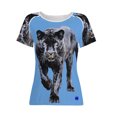 Prowling Black Panther Print Womens T shirt