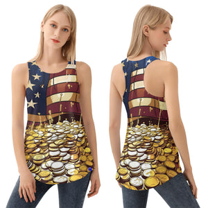 American Flag and Gold Womens All Over Print Vest