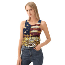 Load image into Gallery viewer, American Flag and Gold Womens All Over Print Vest