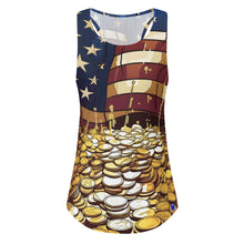 Load image into Gallery viewer, American Flag and Gold Womens All Over Print Vest