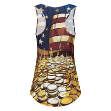 Load image into Gallery viewer, American Flag and Gold Womens All Over Print Vest