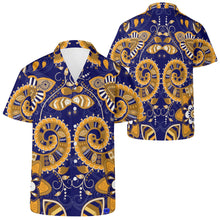 Load image into Gallery viewer, Orange Azect D, Navy B Mens All Over Print Casual Hawaiian Shirt