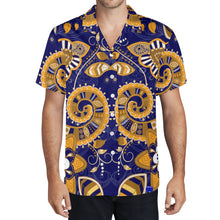 Load image into Gallery viewer, Orange Azect D, Navy B Mens All Over Print Casual Hawaiian Shirt