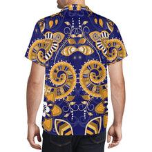 Load image into Gallery viewer, Orange Azect D, Navy B Mens All Over Print Casual Hawaiian Shirt