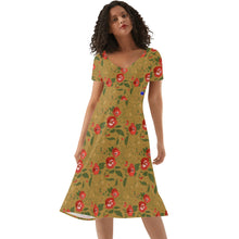 Load image into Gallery viewer, Brown Floral Womens Ruffle Summer Dress