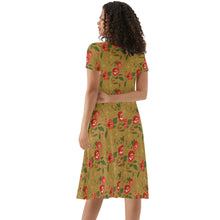 Load image into Gallery viewer, Brown Floral Womens Ruffle Summer Dress