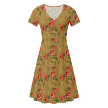 Load image into Gallery viewer, Brown Floral Womens Ruffle Summer Dress