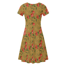 Load image into Gallery viewer, Brown Floral Womens Ruffle Summer Dress