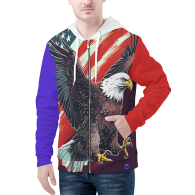 Eagle American Flag BG Print Mens Classic Zip Hoodie