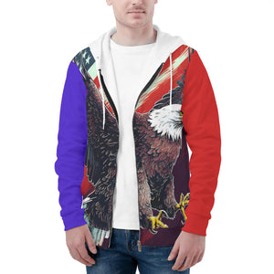 Eagle American Flag BG Print Mens Classic Zip Hoodie