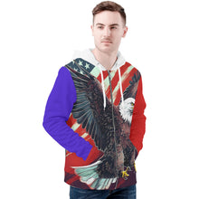 Load image into Gallery viewer, Eagle American Flag BG Print Mens Classic Zip Hoodie