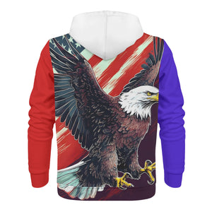 Eagle American Flag BG Print Mens Classic Zip Hoodie