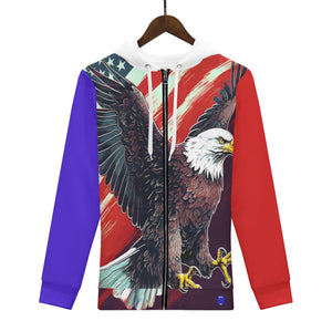 Eagle American Flag BG Print Mens Classic Zip Hoodie