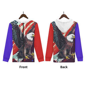 Eagle American Flag BG Print Mens Classic Zip Hoodie