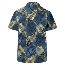 Load image into Gallery viewer, Mens BL N GLD floral leaves Print Casual Hawaiian Shirt.