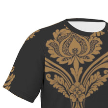 Load image into Gallery viewer, Gold Damask D Print Men&#39;s O-Neck T-Shirt. (SPI)