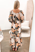 Load image into Gallery viewer, Tie Waist Puff Sleeve Bold Floral Maxi Dress. (SPI)