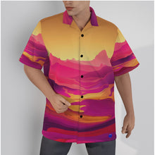 Load image into Gallery viewer, Gradient Landscape Print Men&#39;s Hawaiian Shirt With Button Closure. (SPI)