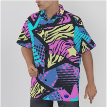 Load image into Gallery viewer, Graffiti art zebra striped stars D Print Men&#39;s Hawaiian Shirt With Button Closure. (SPI)