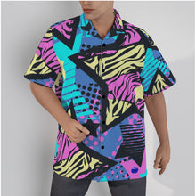 Load image into Gallery viewer, Graffiti art zebra striped stars D Print Men&#39;s Hawaiian Shirt With Button Closure. (SPI)