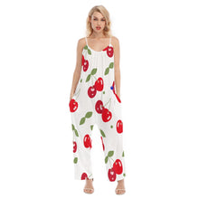 Load image into Gallery viewer, Cherry All-Over Print Women&#39;s Loose Cami Jumpsuit