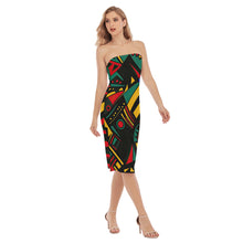 Load image into Gallery viewer, Geometric BHM Print Women&#39;s Side Split Tube Top Dress. (SPI)