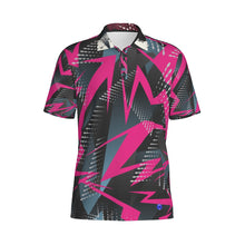 Load image into Gallery viewer, Purple crooked arrows Print Men&#39;s Polo Collar Jersey. (SPI)