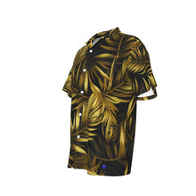 Load image into Gallery viewer, Gold N Palm leaves Print Men&#39;s Hawaiian Shirt With Pocket. (SPI)