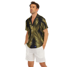 Load image into Gallery viewer, Gold Palm leaf Print Men&#39;s Deep V-neck Short Sleeve T-shirt. (SPI)