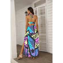 Load image into Gallery viewer, Graffiti Z striped stars Print Women&#39;s Tie Back Wrap Dress. (SPI)