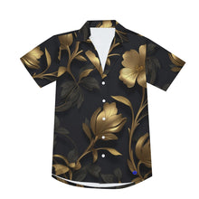 Load image into Gallery viewer, Gold flower Print Men&#39;s Deep V-neck Short Sleeve T-shirt (SPI)