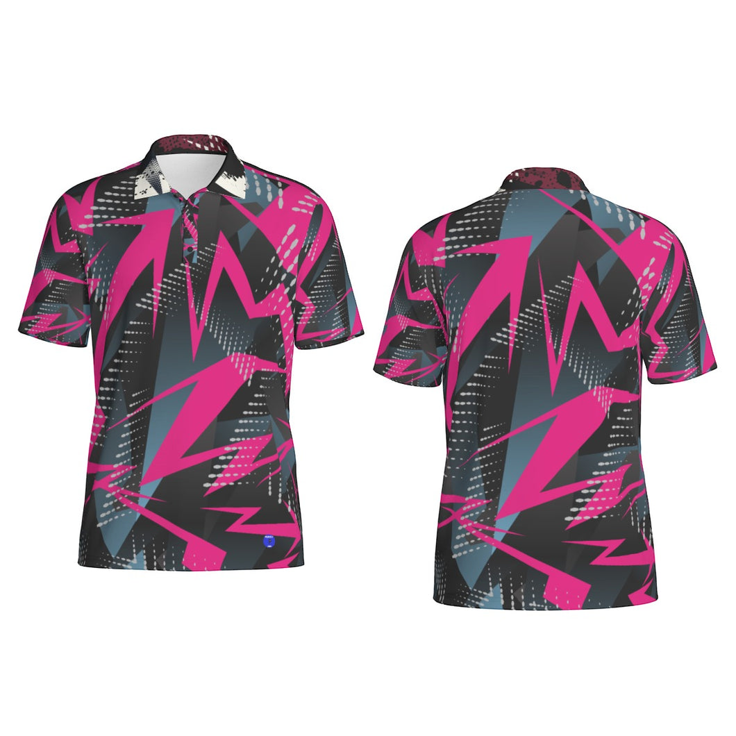 Purple crooked arrows Print Men's Polo Collar Jersey. (SPI)