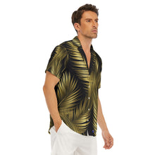 Load image into Gallery viewer, Gold Palm leaf Print Men&#39;s Deep V-neck Short Sleeve T-shirt. (SPI)