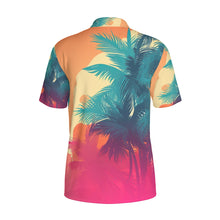 Load image into Gallery viewer, Blue Palm Trees Print Men&#39;s Polo Collar Jersey