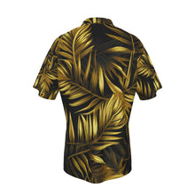 Load image into Gallery viewer, Gold N Palm leaves Print Men&#39;s Hawaiian Shirt With Pocket. (SPI)