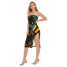 Load image into Gallery viewer, Geometric BHM Print Women&#39;s Side Split Tube Top Dress. (SPI)