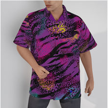 Load image into Gallery viewer, Purple zebra art Men&#39;s Hawaiian Shirt With Button Closure. (SPI)