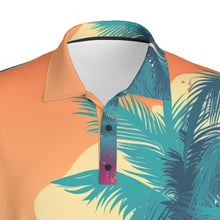 Load image into Gallery viewer, Blue Palm Trees Print Men&#39;s Polo Collar Jersey