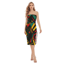 Load image into Gallery viewer, Geometric BHM Print Women&#39;s Side Split Tube Top Dress. (SPI)